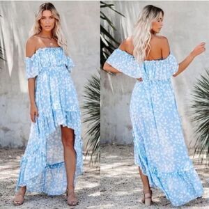 ✨ Skylar + Madison Off the Shoulder High Low Maxi Dress✨